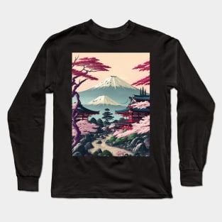 Serene Mount Fuji Sunset - Peaceful River Scenery Long Sleeve T-Shirt